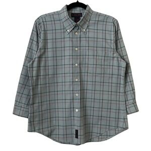 Vintage‎ Ralph Lauren Shirt Boys Large Blue Green Plaid Button Down Cotton Y2K